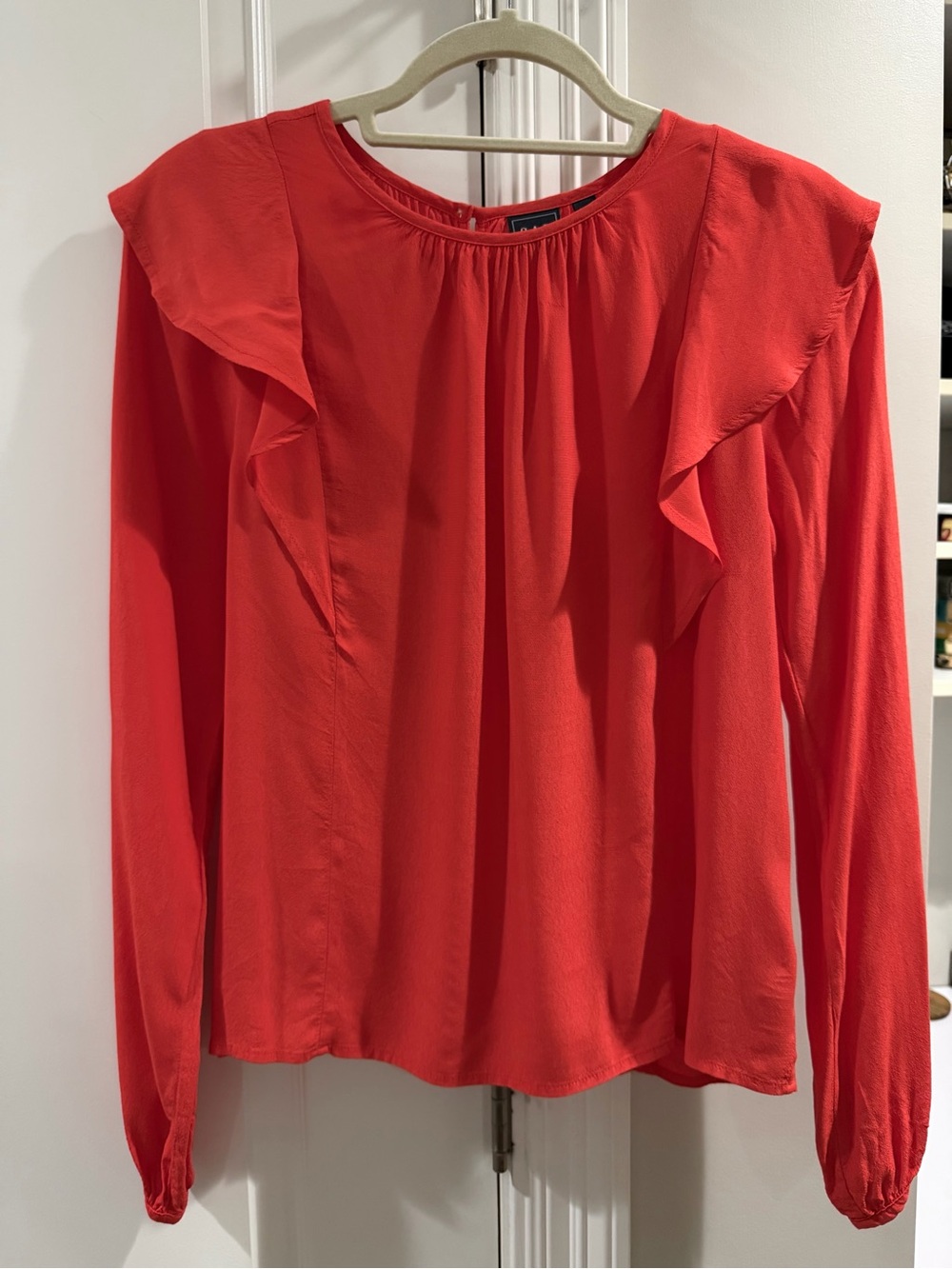 GAP Coral Ruffle-Trim Long Sleeve Blouse